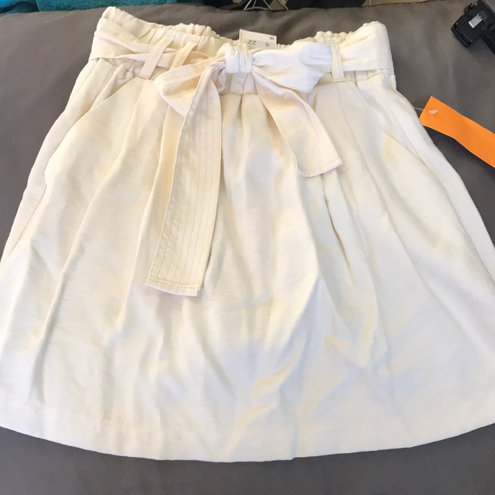 🆕 Off White High Waisted Tie Belt Skirt Pockets
